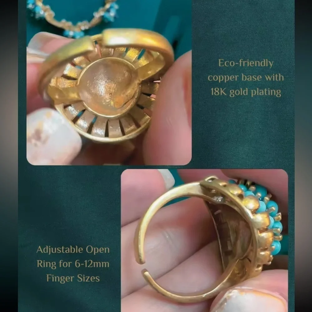 Golden Age Victorian Turquoise Treasure Antique Brass Masterpiece Ring